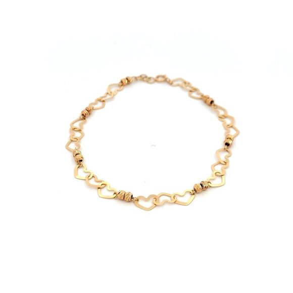 18K Yellow Gold Bracelet Heart Beads 2.46 grams 7.5 inches - Picture 6 of 12